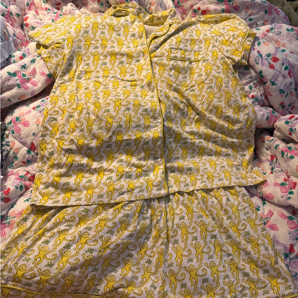 Roller Rabbit Yellow Monkey Print Pajama Set